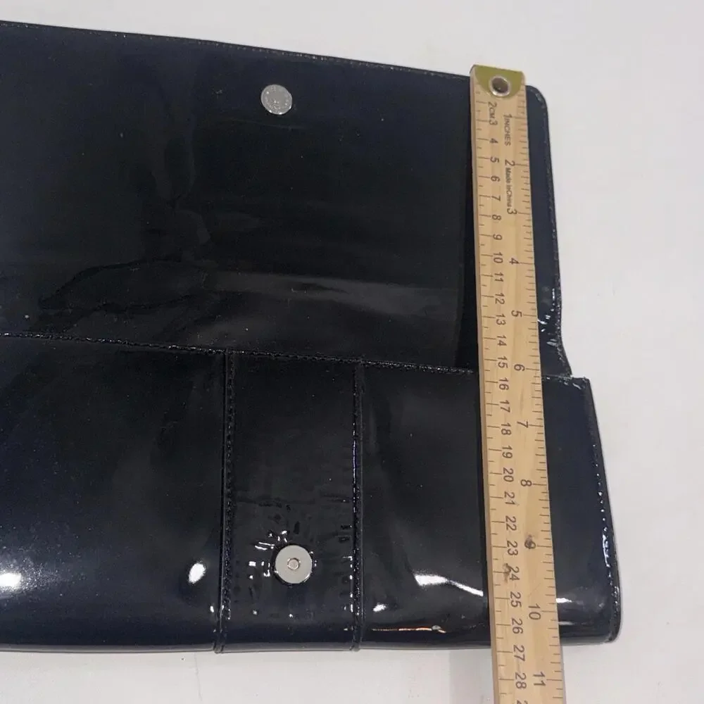Michael Kors Buckle‎ Black Designer Old Money Minimalist Patent Leather Clutch